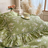 2pcs 100%Cotton Pillowcases French Style Pillow Cover Cushion Covers Bed 48x74cm Comfortable Pillowsham with Crinkled Gauze Lace