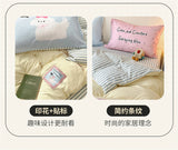 Kawaii Cartoon Dog Washed Cotton Bedding Set for Girl Boys Skin-friendly Duvet Cover Set with Sheet Soft Comfortable Quilt Cover