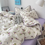 Bedding Set Flora INS Girls New Tulip Rabbit Double-layer  Bed Set Of Four Pieces Washing Cotton Bed Sheets Duvet Cover Set