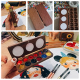 1pcs Portable Wooden Handmade Watercolor Paint Box Empty Box Mini Black Walnut/cherry Paint Palette Painting Supplies