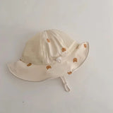 Summer Baby Hat Children Sunscreen Outdoor Caps for Boys Girls Cute Bear Print Panama Hat Unisex Beach Fishing Hat for 2-6 Years