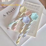 Colorful Girlheart Ceramic Twist Spoon Long Handle Dessert Spoon Underglaze Color Dinnerware Set