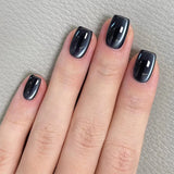 24pcs Solid Color Purple False Nails Cat's Eye Design Short Square Press on Nails Tips Simple Fake Nail Sets Wearable Manicure