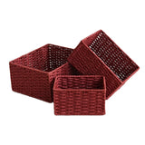 Rural Handmade Woven Storage Basket Large Capacity Rectangular Cosmetics Storage Box Household Snack Storage Box Wardrobe