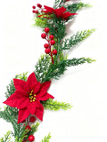 Hanging 180CM pine needles pine cypress red fruit poinsettia Christmas wreath rattan ring Christmas decorations