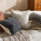 Decorative Farmhouse Throw Pillow Covers Chenille Striped Pillow CaseSet Boho Textured Cushion Cover for Sofa Couch Living Room