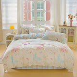 100% Cotton Skin-friendly Four Piece Set Soft Duvet Cover Set Single Couple Flower Printed Comforter Bedding Set for Adults Kids