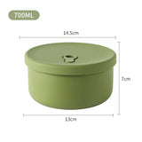 Silicone Food Storage Container 700ml Round Microwave-Safe Sealable Bowl Portable Lunch Box for Students and Office Workers