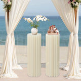 2-Pack Reusable Folding Cardboard Centerpiece Stand Decor | Cylinder Flower Display Column & DIY Plant Holder for Anniversary