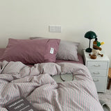 Nordic Striped Pure Cotton Bedding Sets 40S Cotton Skin-Friendly Comfortable Quilt Cover Kit Home Dorm Bedclothes for Seasons