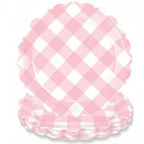 Cute Pink Checkered Party Supplies Napkin Food Grade Tableware Set DIY Thicken Disposable Tableware for 25 Guests