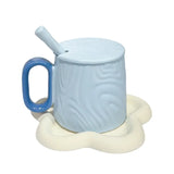 Nordic Style Solid Ceramic Cup Creative Wood Grain Handgrip Cups Household Cute Breakfast Milk Mug Fashion Office Coffee Mugs