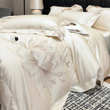 100% Egyptian Cotton Flowers Butterfly Embroidery Luxury Bedding Set Duvet Cover Set Bed Sheet Or Fitted Sheet Pillowcases 4Pcs