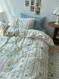 Pure Cotton Fledding Set Four-Piece Queen Size Bed eet Cover Duvet Cover Bedding Protector Single Dormi Bed Linens