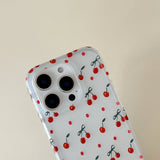 INS Korea Cherry Fruit Phone Case For Iphone 15ProMax 16Pro 13 14 15 16 Pro Max Pendant Bracelet Fundas Cover