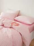 Ikeehome  Fre Cotton Floral Print Bedding Set Pure Color Duvet Cover Bed eet Quilt Cover All Seasons Universal Simple Sle 4-Piece...