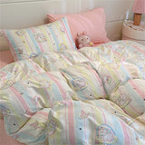 Washed Cotton Pastoral Girls Flower Bedding Sets Bed Linens Quilt Cover Sheet Set Simple Bedspread High Quality Home Textiles