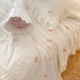 3pcs Rose embroidery Lace Quilt, pillowcase Single Double Summer Air Conditioning Throw Blanket Nap Blanket Thin Quilt