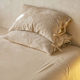 2 Pcs Class A  Linen Cotton Pillow Cases Wabi-sabi Aesthetic Beige Pillowcase for Bed Skin-friendly Bed Sleep Pillow Cover 48x74