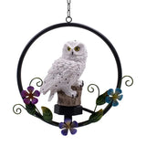 Ikeehome  Solar LED Owl Hanging Waterproof Outdoor Garden Resin Pendant Light Waterproof Yards Patios Decoration Lighting