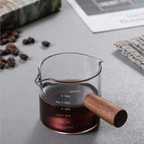5-10PCS Wooden Handle With Scale Glass Coffee Measuring Cup espresso Milk Latte Transparent Kitchen Coffee Accessories