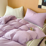 Ins Minimally Purple Striped Bed Sheet Set Bedding Set Four Piece Set Student Quilt Set Girl Heart Dormitory Three Piece