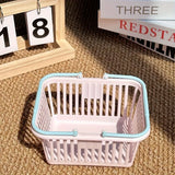 10pcs Mini Storage Baskets with Handles Organizer Multi-Functional Pink Plastic Macaron Colorful Small Items Storage Baskets Set