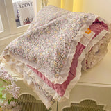 Double-Layer Yarn Bean Quilt French Style Spring and Autumn Warmth Quilt Adult Double Four Seasons Comforter Quilt Lace Ruffles