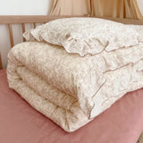 INS Princess Ruffle Edge Gauze 100% Cotton Pillow Case Breathable Duvet Cover Without Filler 3PCS Floral Home Bedding Set