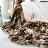 Khaki Tie Dye Print Throw Blanket Super Soft Warm Shawl for Living Room Bedroom Hotel Fluffy Comfortable Multifunctional Blanket