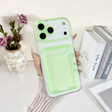 2 In 1 Clear PC Jelly Card Pack Phone Case For iPhone 17 Air 16 15 14 13 12 11 Plus Pro Max Insert Soft Full Frame Bumper Cover