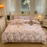 INS Korean Style New Yungan Cotton Wrinkled Double-layer Yarn Lace Bedding Sets