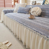 Elegant Solid Sofa Towel with Skirt Edge High-Quality All-Cover Easy-Care Dust Cover Four Seasons Home Textiles for Living Room