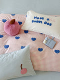 Dopne ing Color Blo Embroidered Cotton Bedding Set Waed Cotton Duvet Cover eet Pillowcase Bedding Accories