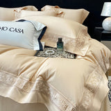 100% Egyptian Cotton White Luxury Embroidery Hotel Style Bedding Set Duvet Cover Set Flat/Fitted Bed Sheet Pillowcases 4Pcs