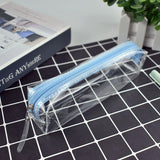 Simple Pencil Box Cute Transparent Pencil Case Zipper Square School Student Supplies Stationery Storage Bag