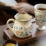 Mini Milk Jug Retro Elegant Lace Decor Ceramic Creamer Pointed Spout Coffee Espresso Sauce Household Table Dining Accessory