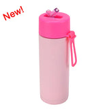 Stainless Steel Thermos Mug, Large Capacity, Portable Silicone Handle with Straw, American Large Capacity, WATER BOTTLE, 650ml