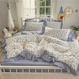 3/4Pcs Korean Princess Style Ruffles Bedding Set Single Queen King Size Duvet Cover Set Bed Sheet Pillowcases