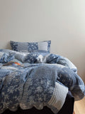 Blue Floral Cotton Duvet Cover Color Woven Embroidered Double Layered Bedding eet Set Tee Four Piece Set 5m 8 Student C...