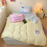Kawaii Cartoon Dog Washed Cotton Bedding Set for Girl Boys Skin-friendly Duvet Cover Set with Sheet Soft Comfortable Quilt Cover