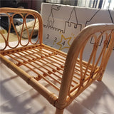 Handmade Retro Rattan Long Bed Newborn Photography Props Unisex Baby Posing Furniture Studio Shooting Background Accessories Set