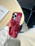 Korean INS Cranberry Red Gradient Floral Prints Fashionable Phone Case for iPhone 16 15 14 13 Pro Max Back Phone Cover Capa