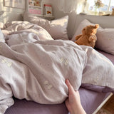 New aerobic three-layer yarn printing four-piece set skin-friendly and soft four-piece set of bedding in student dormitory