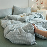 100% Cotton Stripe 3-Piece Duvet Cover Set (1 Duvet Cover + 2 Pillowcases),Yarn-Dyed,Soft Bedding Set, Multiple Sizes