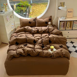 4pcs Duvet cover set (1*Duvet Cover + 2*Pillowcase, sheet) Butterfly knot yarn embroidery Bedding Set Soft Comfortable
