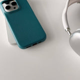 Simple blue green color leather cover for iphone 13promax 15 13 15promax 12 14pro 15pro 14 pro max rphone case potector shell