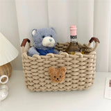 Handmade Thick Cotton Rope Woven Storage Basket Simple Desktop Book Snack Miscellaneous Items Basket for Bedroom Living Room