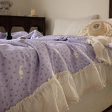 Korean 100% Cotton Summer Quilt Cool Feeling Quilt Bare Sleeping Skin-Friendly For Women Romantic Bedroom Decor Queen Size