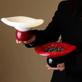 Modern Wave Irregular Ceramic Draining Tray Kitchen Fruits Snack Decorative Tray Tableware Living Room High-footed Tray